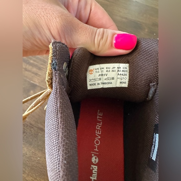 Timberland Men’s 11.5 Hoverlite Leather Suede Sneaker Boot Tan and Brown - Picture 6 of 7